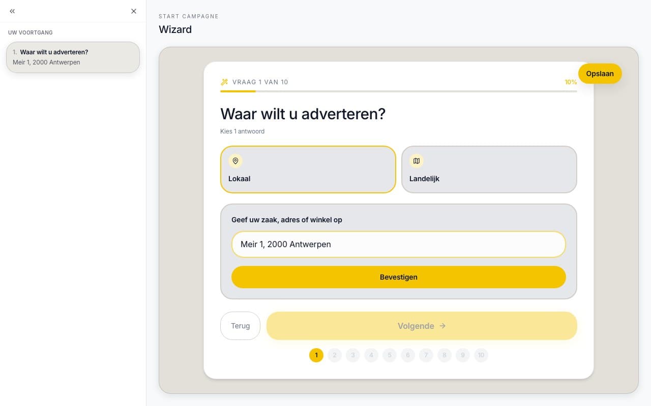 Beantwoord alle 10 vragen over uw doelgroep en regio.