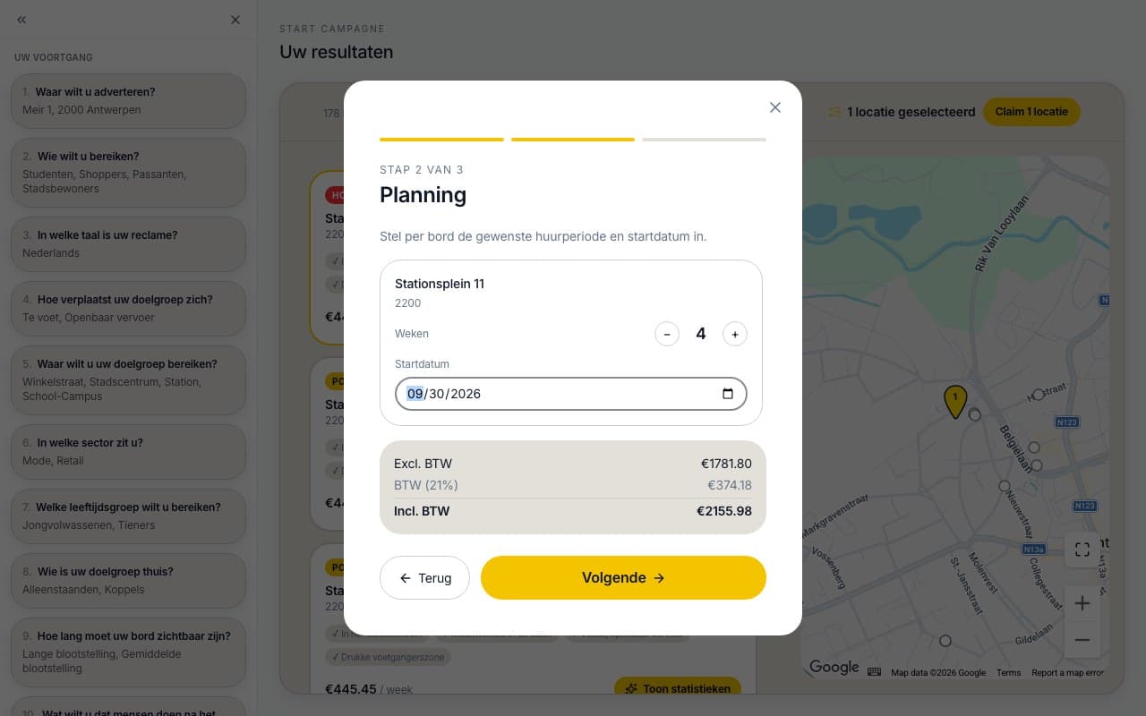 Kies looptijd en startdatum, u ziet meteen de prijs.